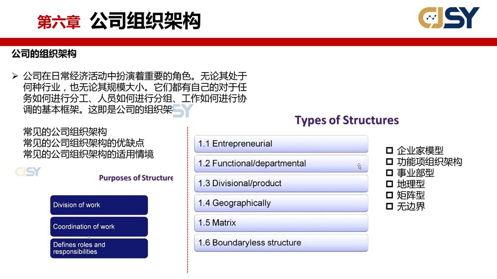 第六章 公司组织架构 公司的组织架构.