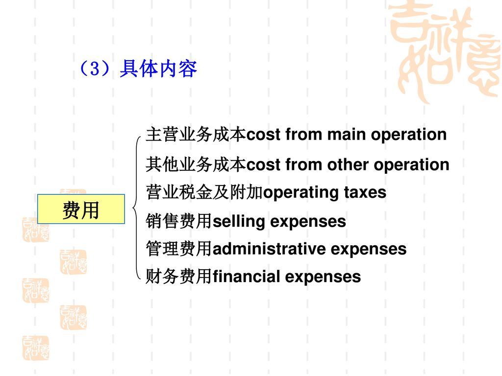 （3）具体内容 费用 主营业务成本cost from main operation