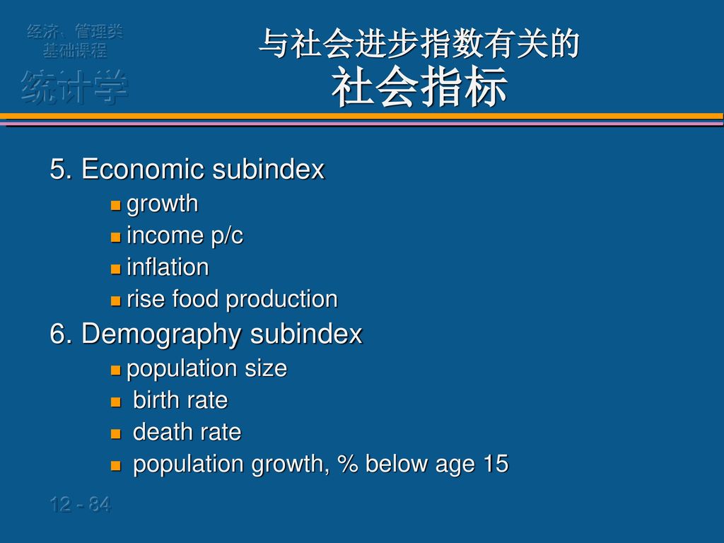 与社会进步指数有关的 社会指标 5. Economic subindex 6. Demography subindex growth