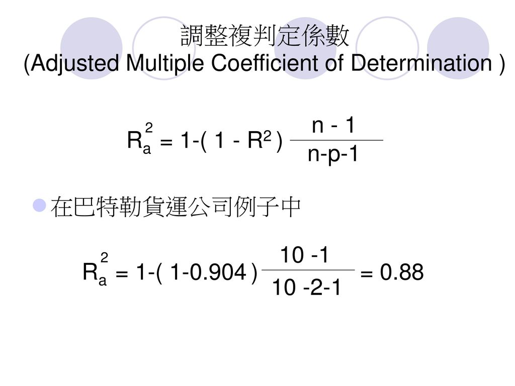 調整複判定係數 (Adjusted Multiple Coefficient of Determination )