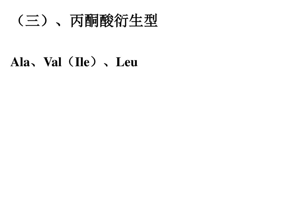 （三）、丙酮酸衍生型 Ala、Val（Ile）、Leu