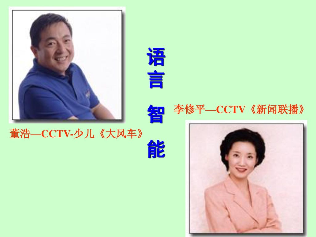 语言 智 能 李修平—CCTV《新闻联播》 董浩—CCTV-少儿《大风车》