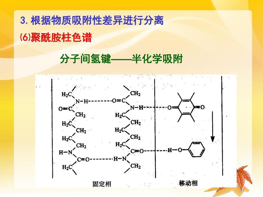3.根据物质吸附性差异进行分离 ⑹聚酰胺柱色谱