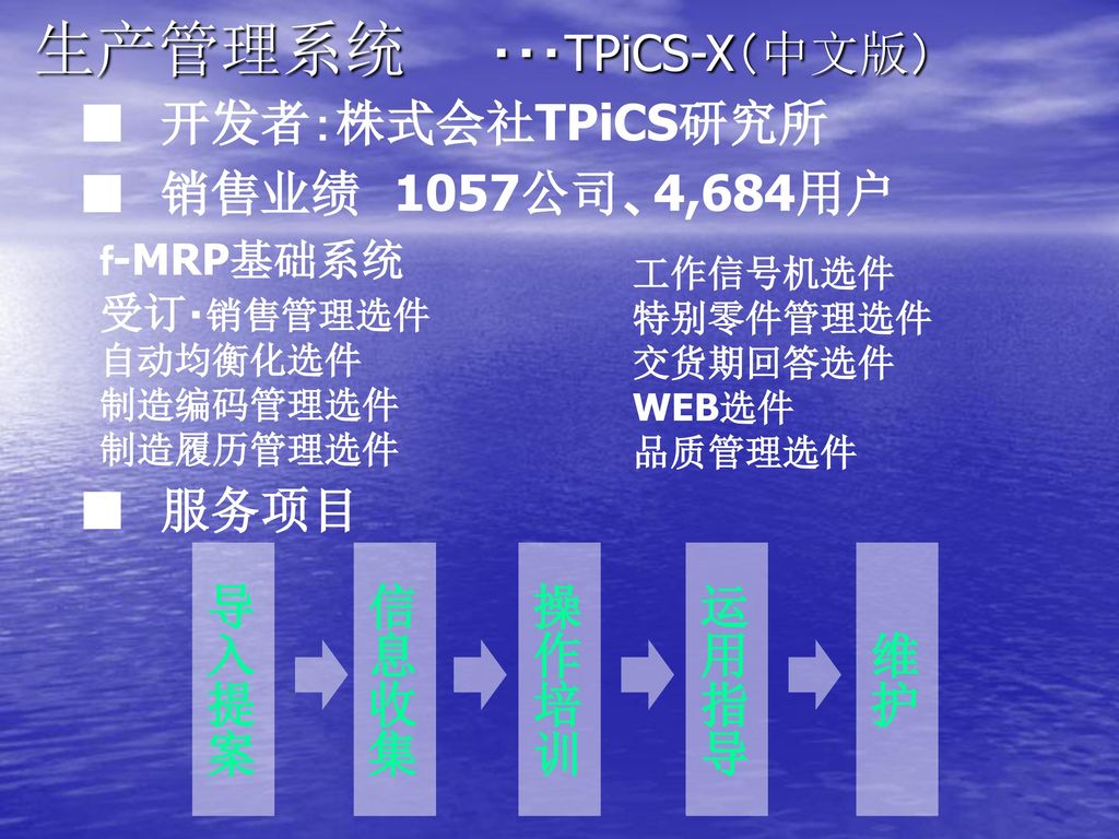 生产管理系统 ・・・TPiCS-X（中文版）