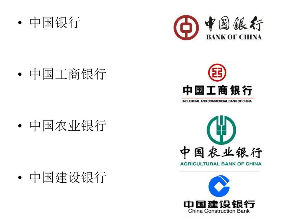 中国银行 中国工商银行 中国农业银行 中国建设银行