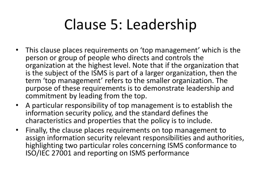 Clause 5: Leadership