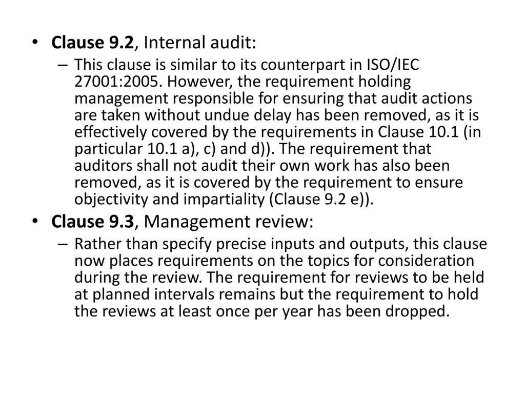 Clause 9.2, Internal audit: