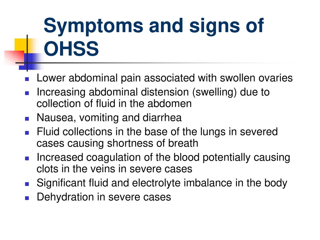 Symptoms and signs of OHSS