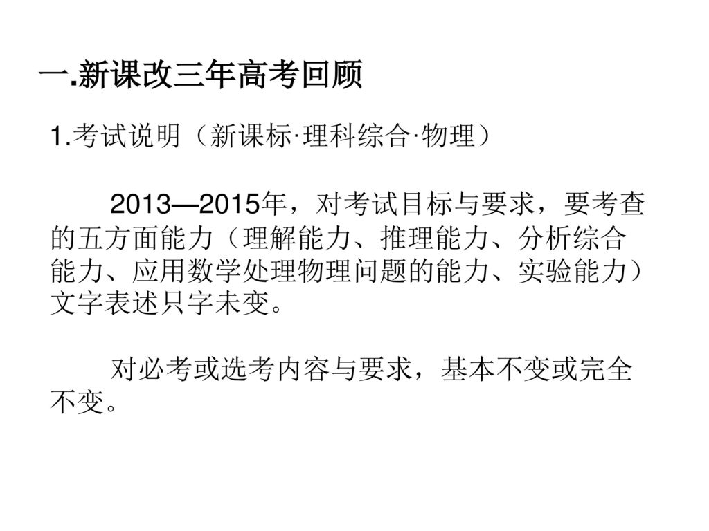 新课改三年高考回顾与16年备考指导兰州大学附属中学物理高级教师马万民ppt Download