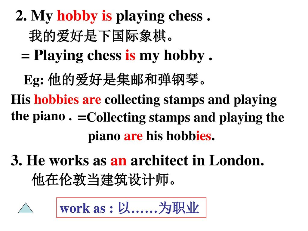 2. My hobby is playing chess .