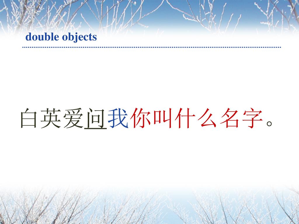double objects 白英爱问我你叫什么名字。