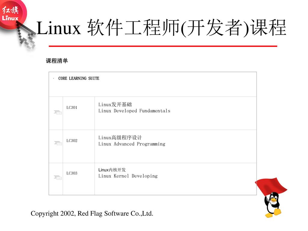 Linux 软件工程师(开发者)课程 课程清单 Linux发开基础 Linux Developed Fundamentals