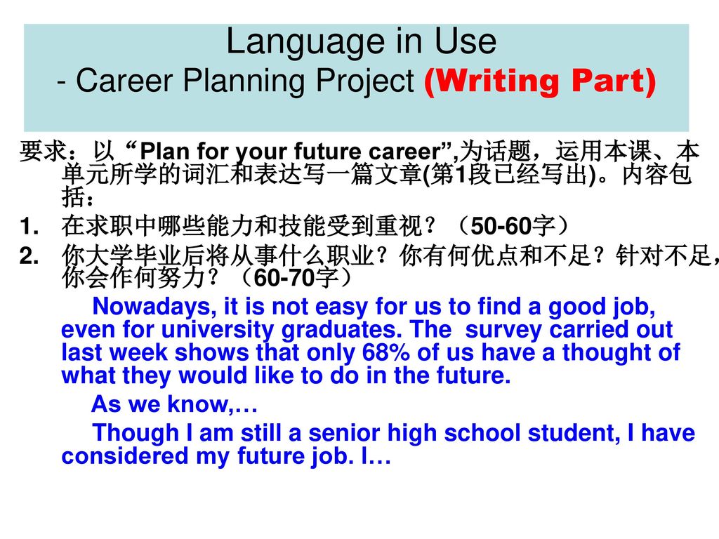 Language in Use - Career Planning Project (Writing Part)