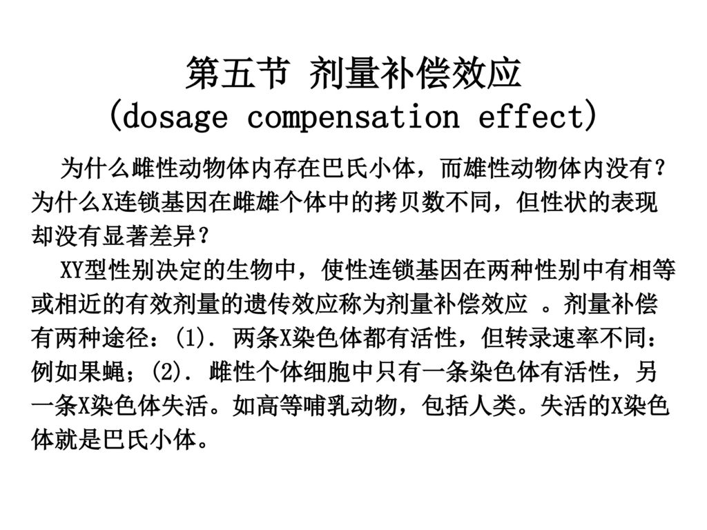 第五节 剂量补偿效应 (dosage compensation effect)