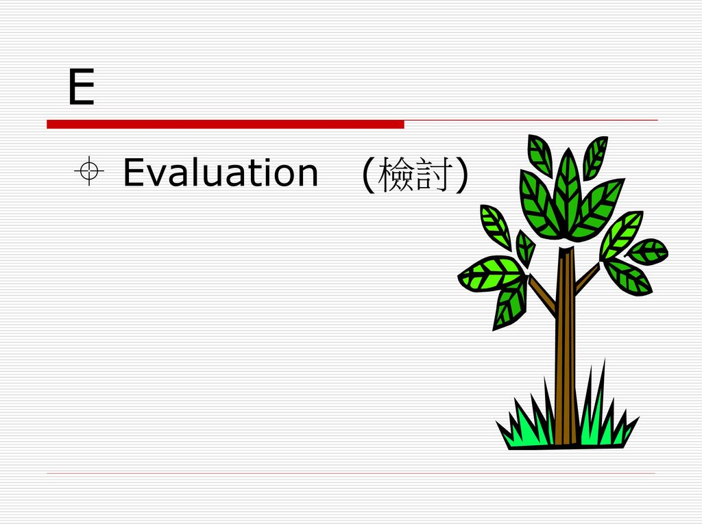 E  Evaluation (檢討)