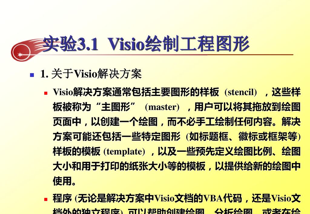 实验3.1 Visio绘制工程图形 1. 关于Visio解决方案