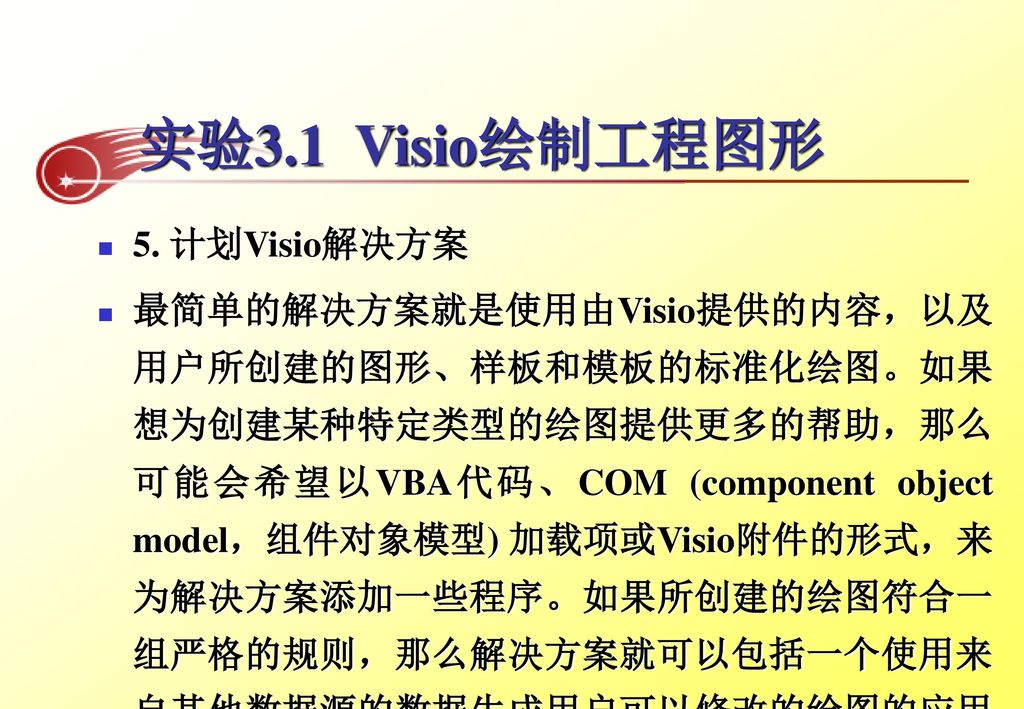 实验3.1 Visio绘制工程图形 5. 计划Visio解决方案