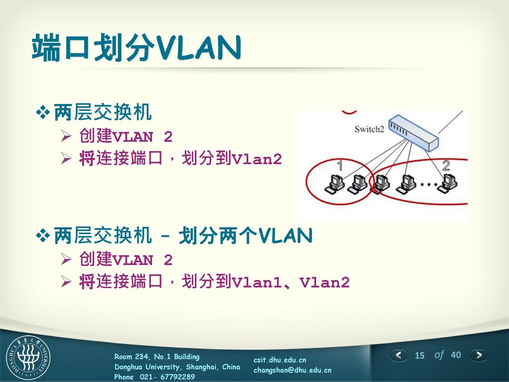 多台二层交换机级联，连接本部门所有办公计算机，建立部门独立VLAN