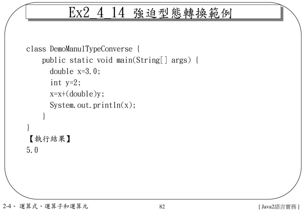 Ex2_4_14 強迫型態轉換範例 class DemoManulTypeConverse {
