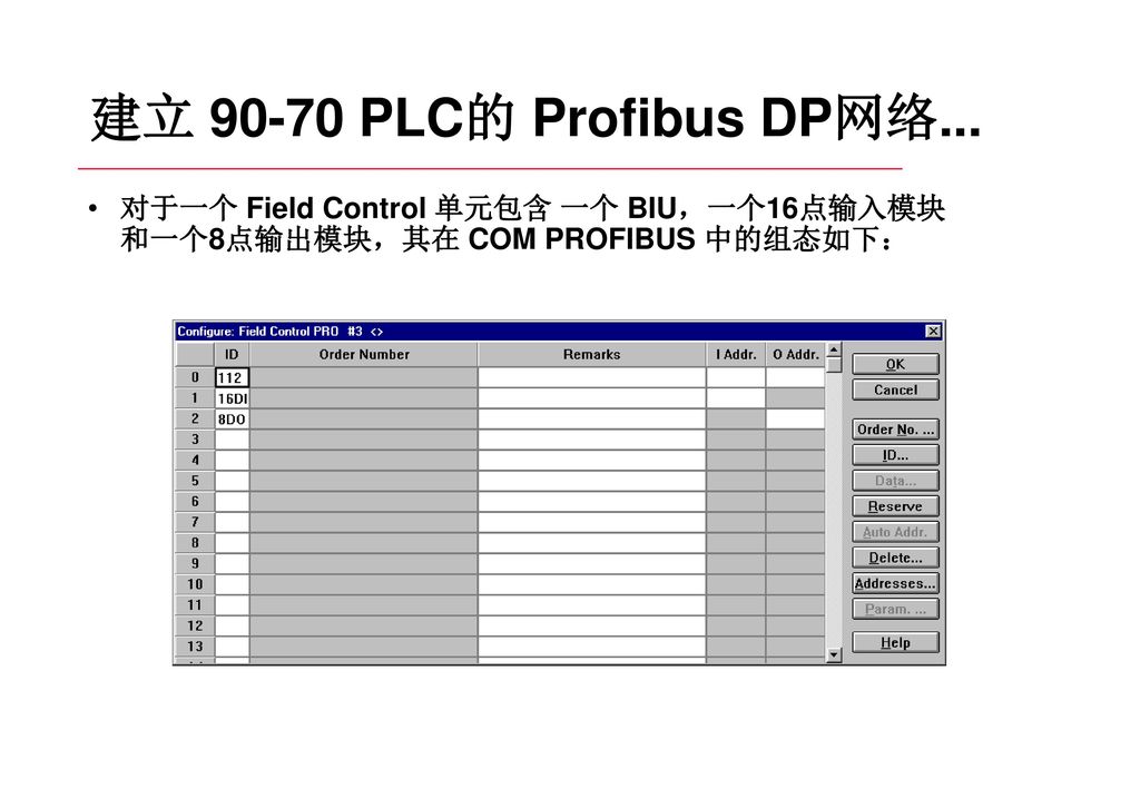 建立 PLC的 Profibus DP网络...