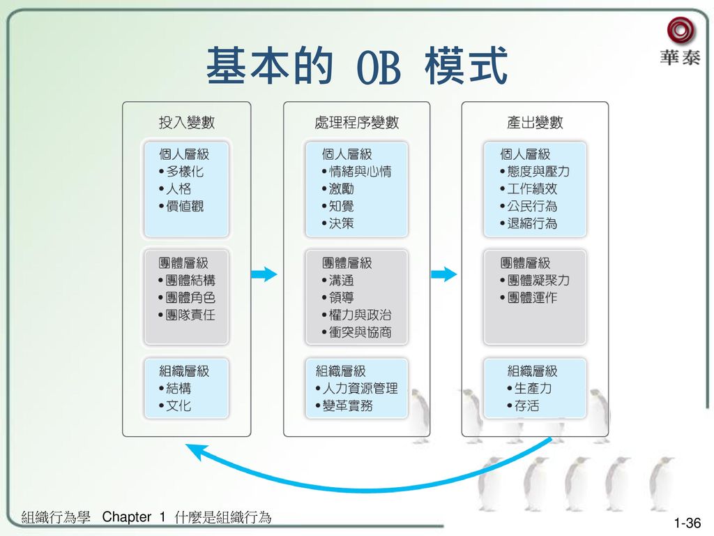 基本的 OB 模式 組織行為學 Chapter 1 什麼是組織行為