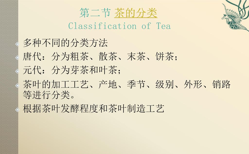 第二节 茶的分类 Classification of Tea