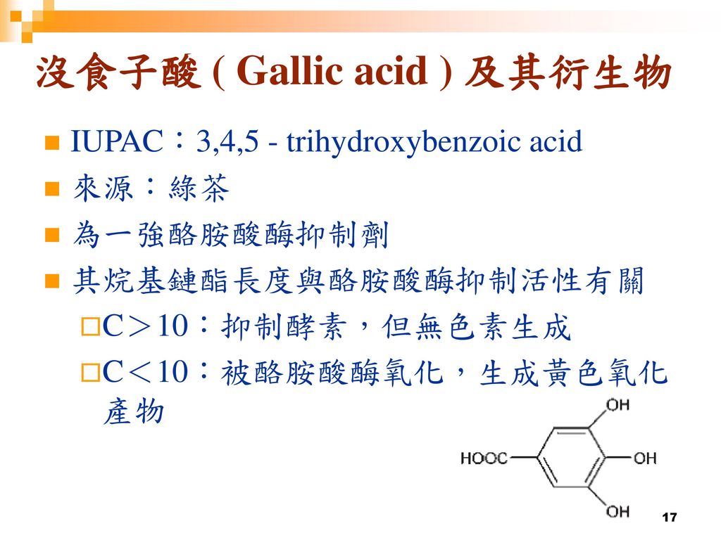 沒食子酸 ( Gallic acid ) 及其衍生物