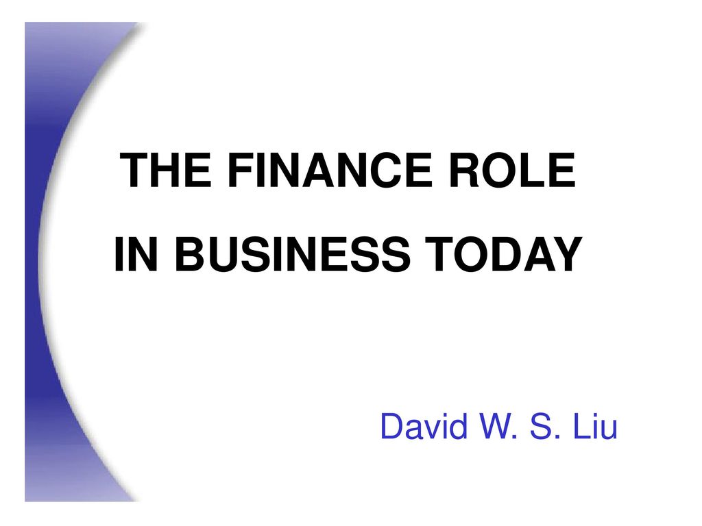 THE FINANCE ROLE IN BUSINESS TODAY