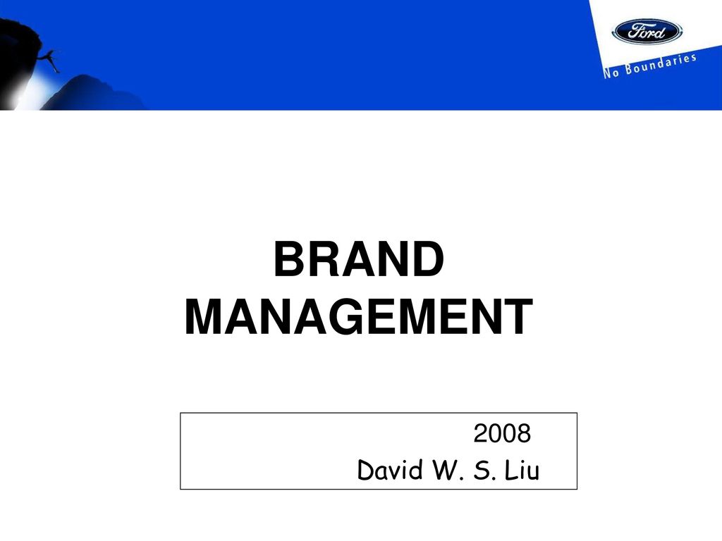 BRAND MANAGEMENT 2008 David W. S. Liu