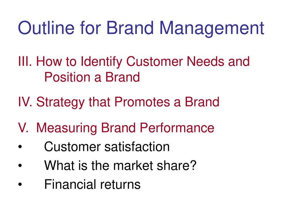 Outline for Brand Management