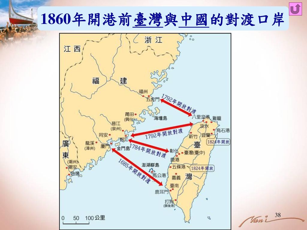 1860年開港前臺灣與中國的對渡口岸