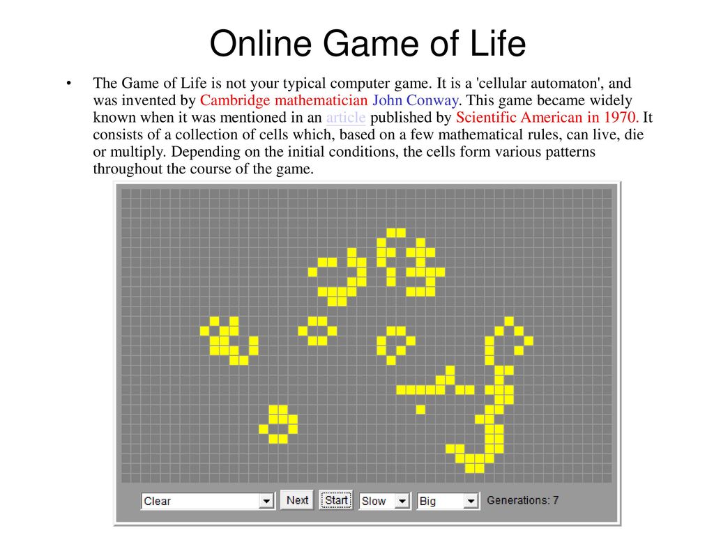 Online Game of Life