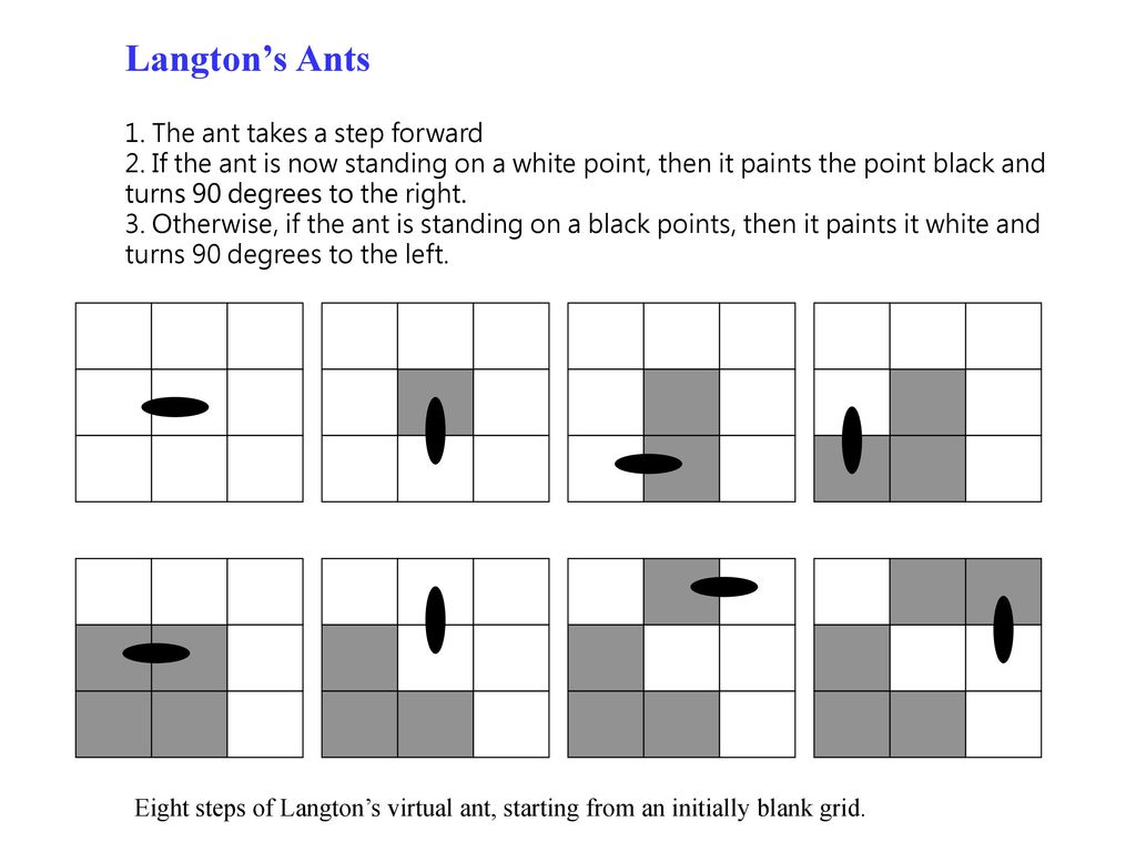 Langton’s Ants 1. The ant takes a step forward