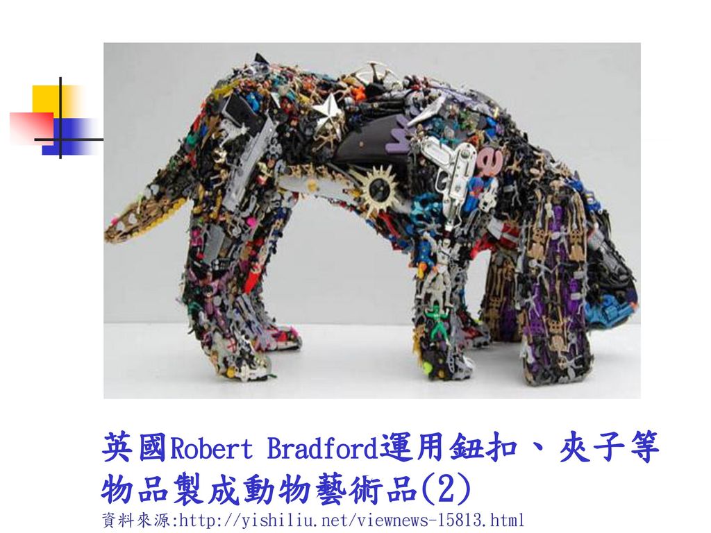 英國Robert Bradford運用鈕扣、夾子等物品製成動物藝術品(2) 資料來源: