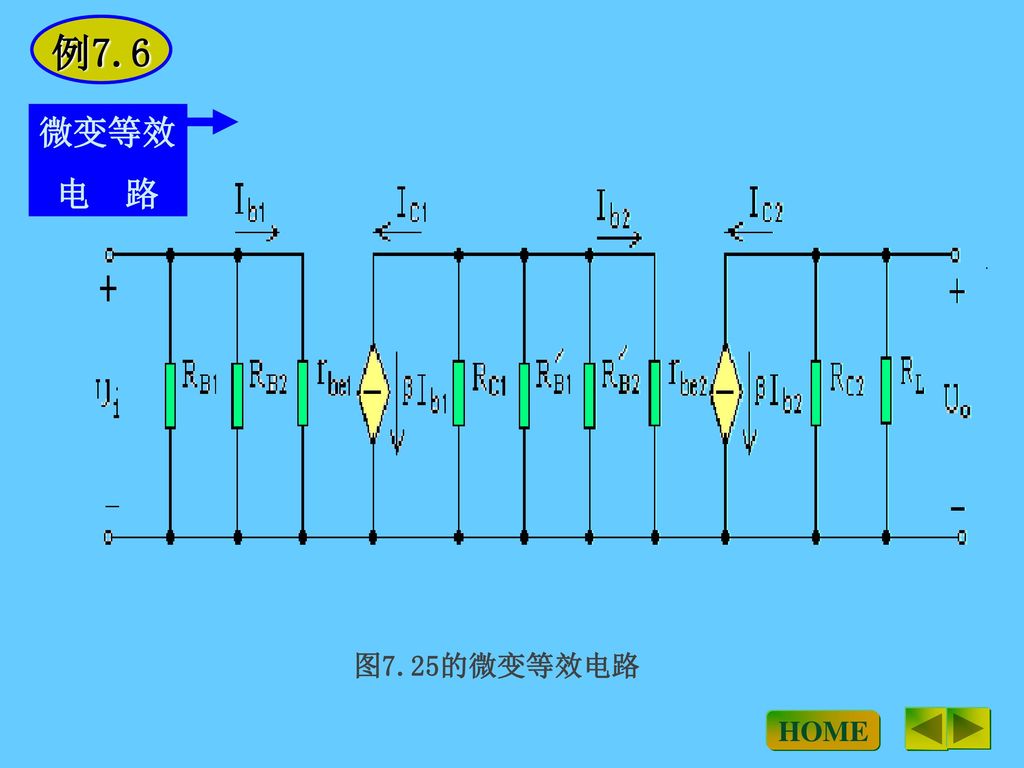 例7.6 微变等效 电 路 图7.25的微变等效电路 HOME