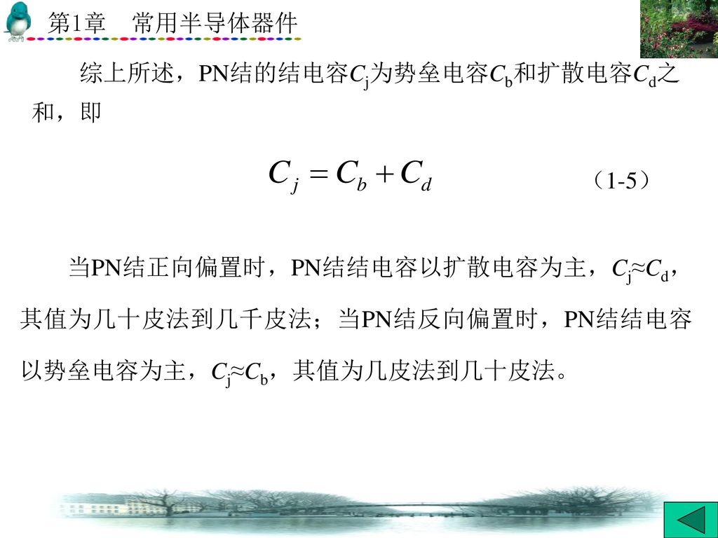 综上所述，PN结的结电容Cj为势垒电容Cb和扩散电容Cd之和，即
