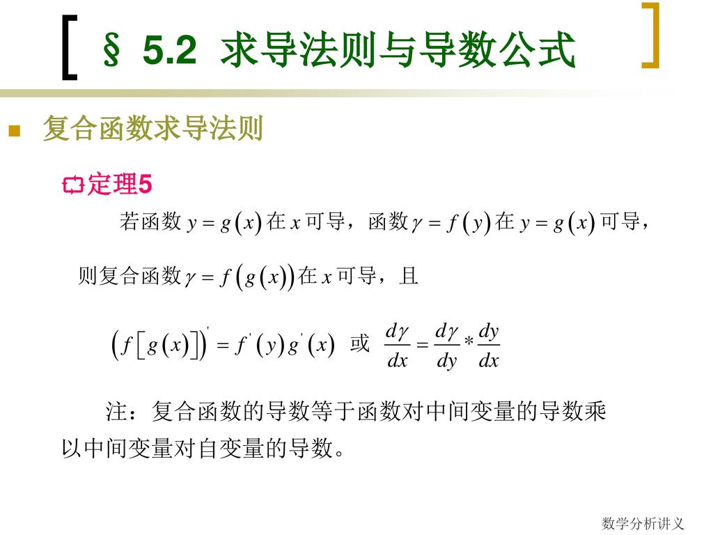 § 5.2 求导法则与导数公式 证