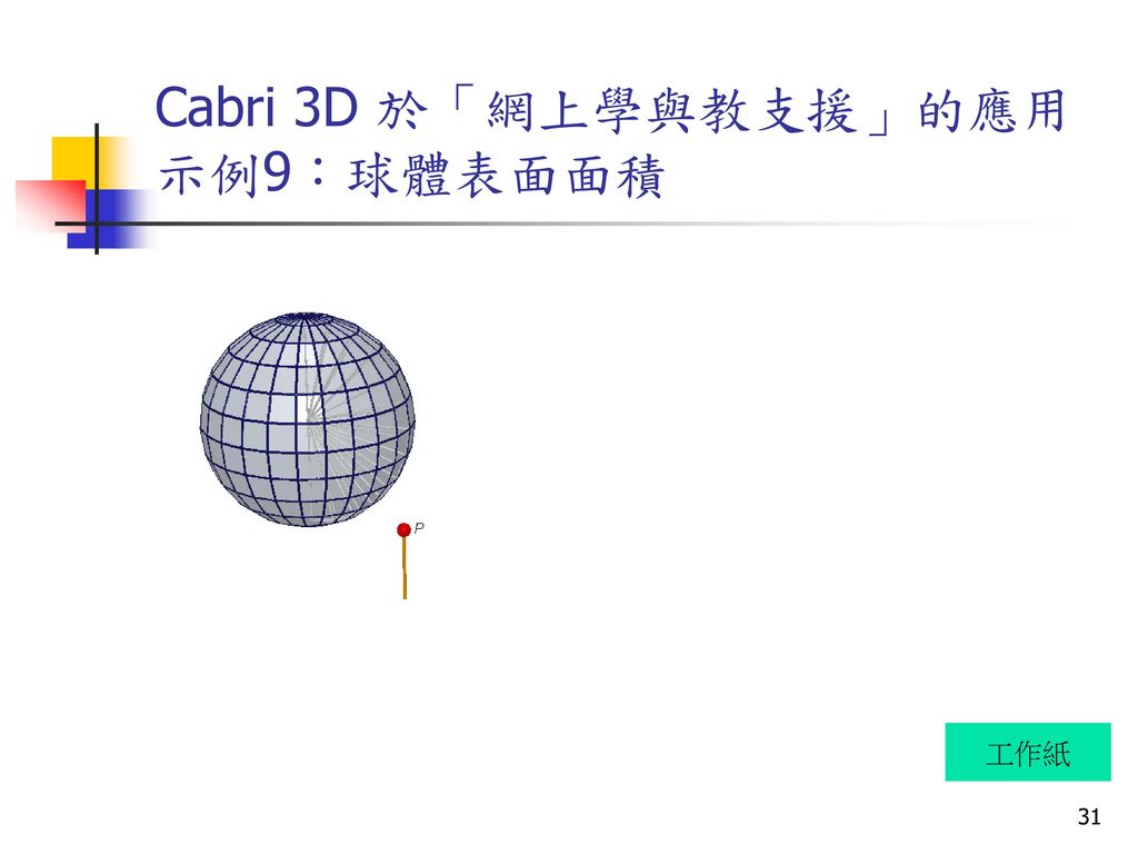 Cabri 3D 於「網上學與教支援」的應用 示例8：錐體曲面面積