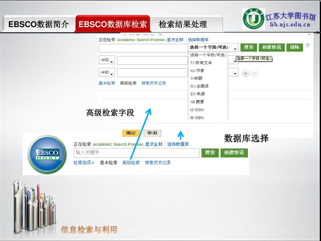 EBSCO数据简介 EBSCO数据库检索 检索结果处理 高级检索字段 数据库选择