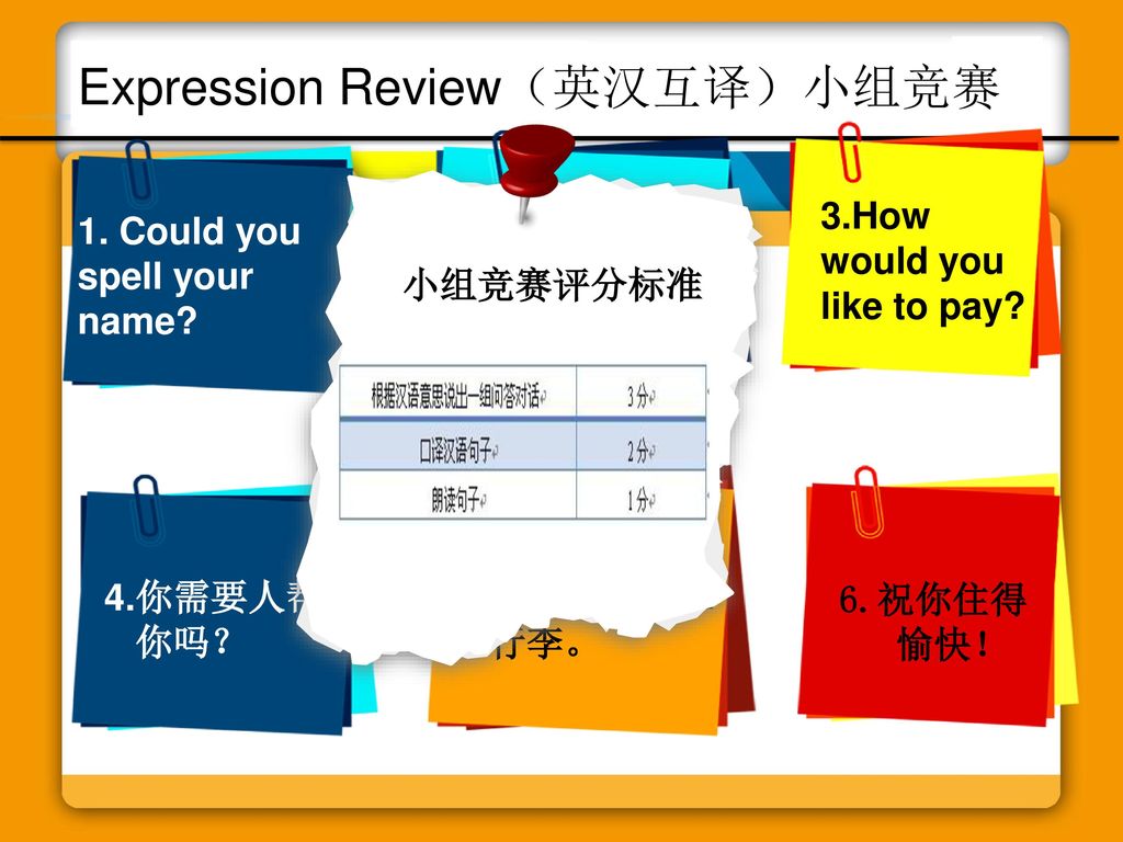 Expression Review（英汉互译）小组竞赛