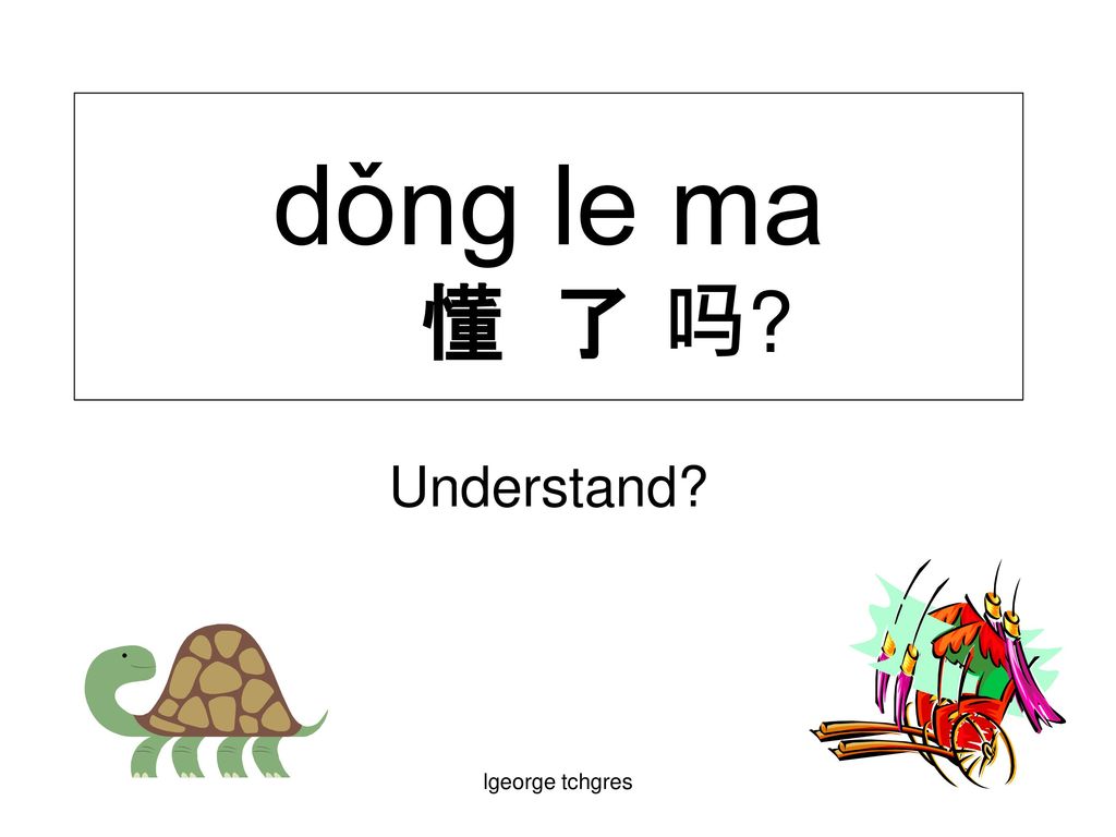 dǒng le ma 懂 了 吗 Understand lgeorge tchgres