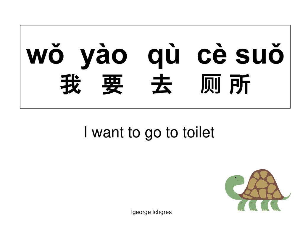 wǒ yào qù cè suǒ 我 要 去 厕 所 I want to go to toilet lgeorge tchgres