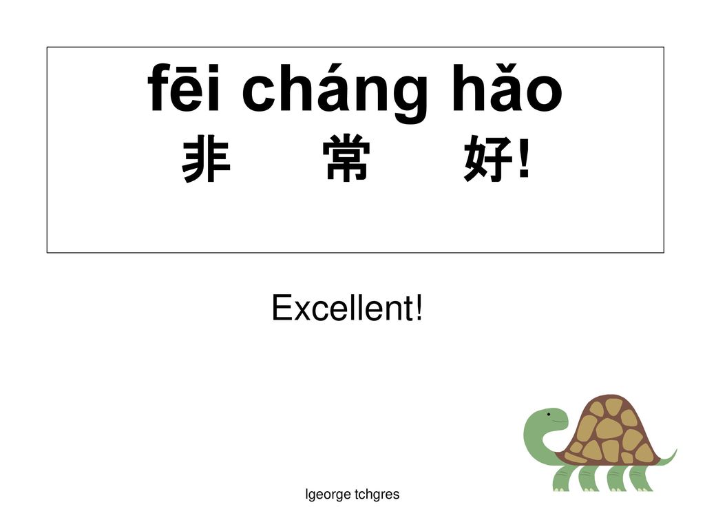 fēi cháng hǎo 非 常 好! Excellent! lgeorge tchgres