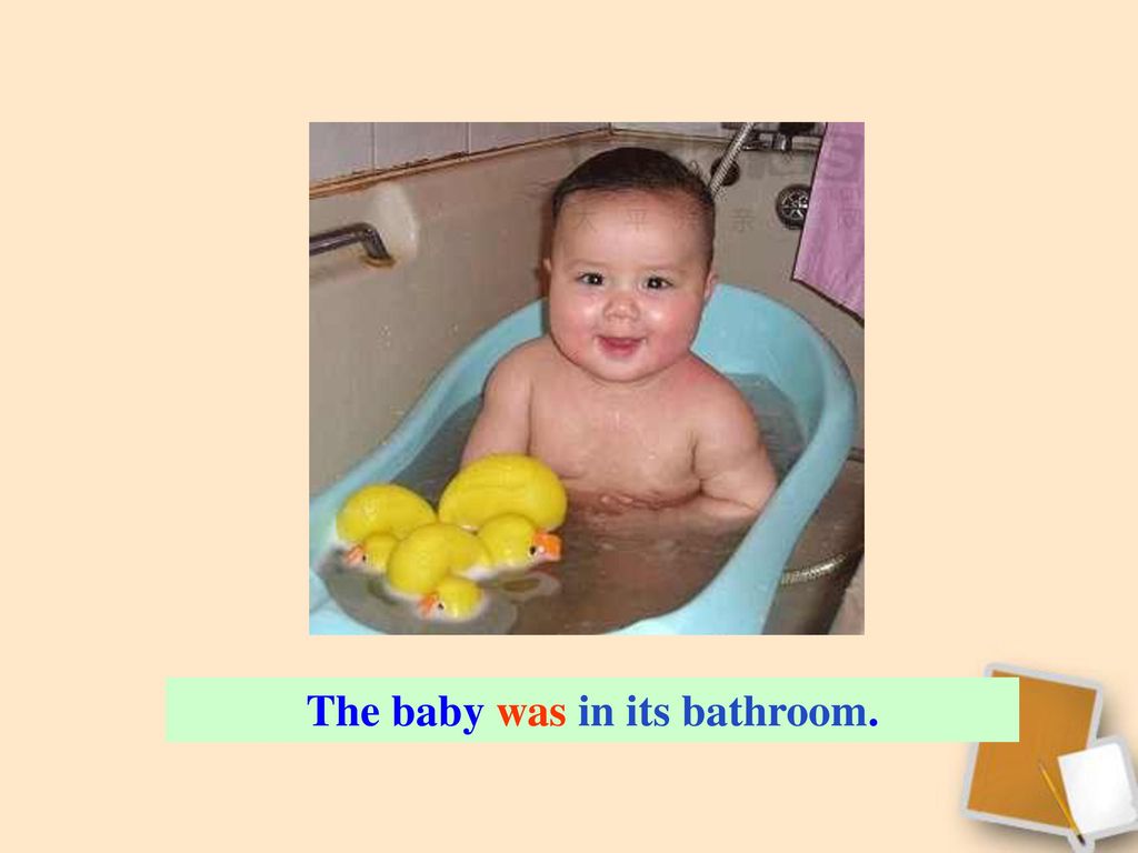 The baby was in its bathroom.