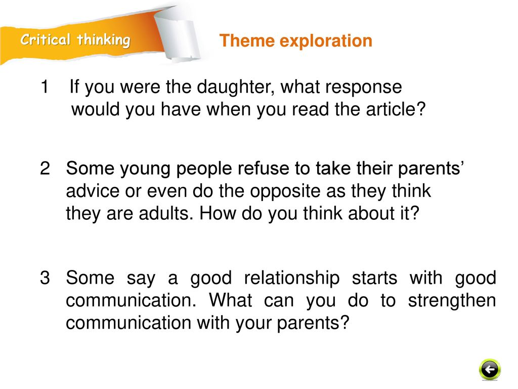 If you were the daughter, what response