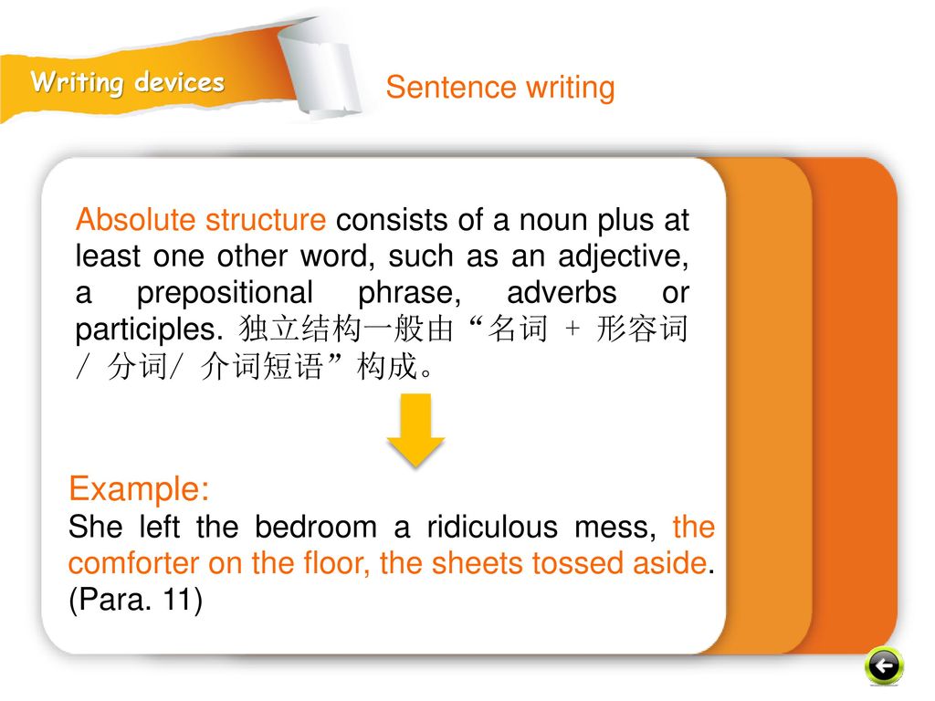 Example: Sentence writing