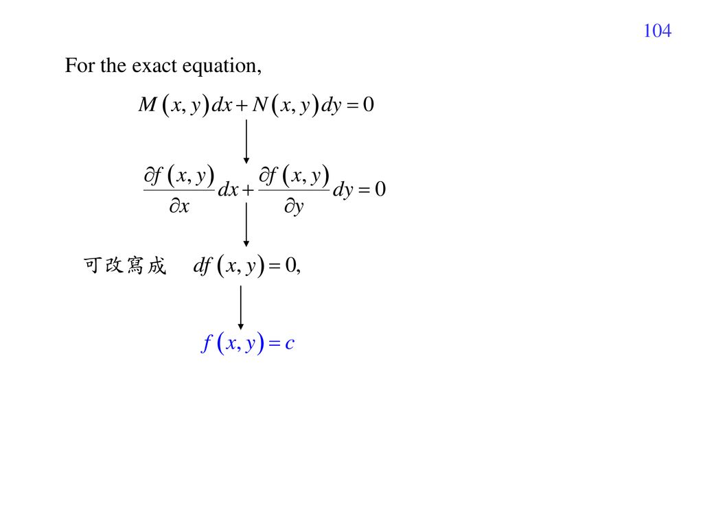For the exact equation, 可改寫成