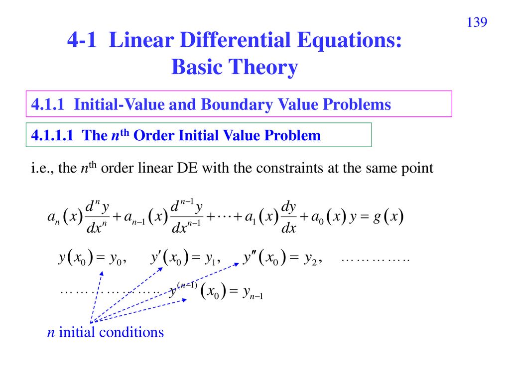 4-1 Linear Differential Equations: Basic Theory