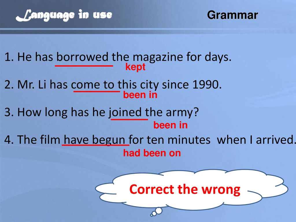 Correct the wrong Language in use