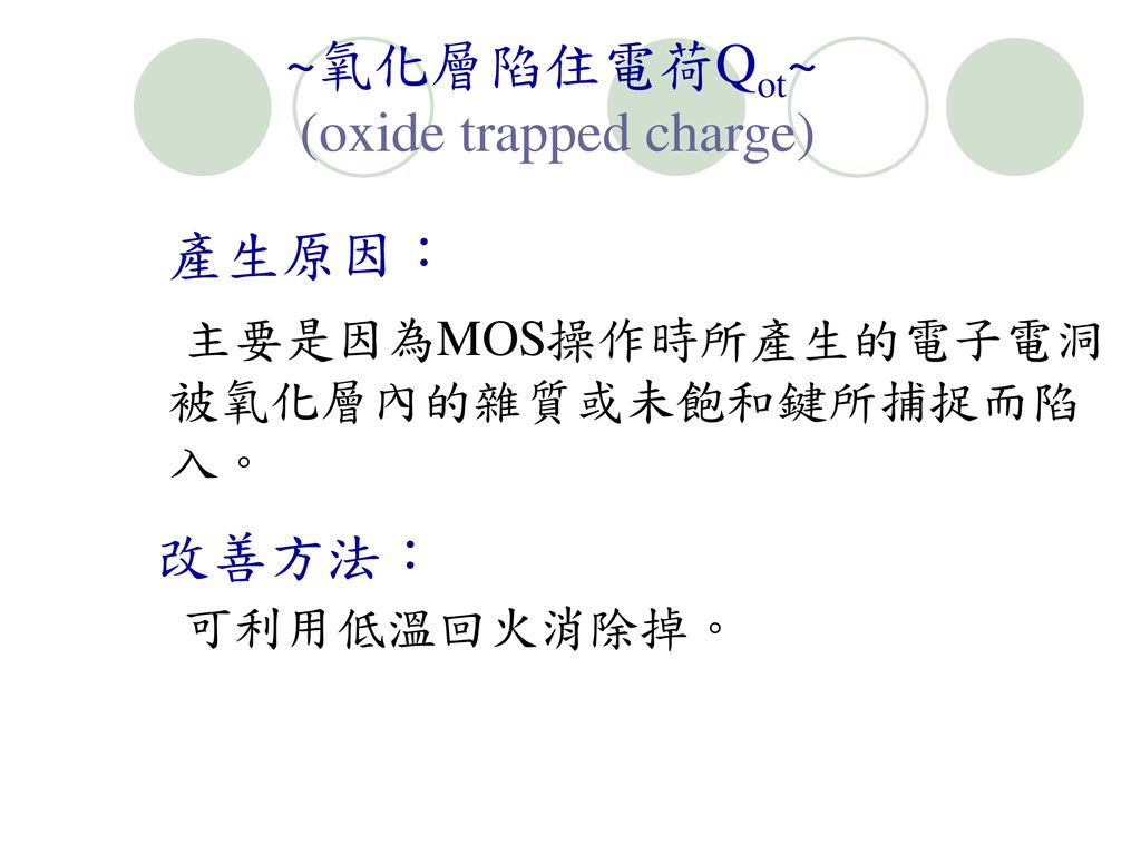 ~氧化層陷住電荷Qot~ (oxide trapped charge)